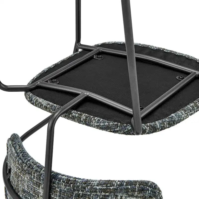 Chaise de salle à manger avec accoudoirs en tissu chenille crème/gris, lot de 2