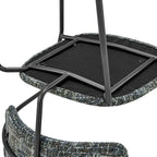 Chaise de salle à manger avec accoudoirs en tissu chenille crème/gris, lot de 2