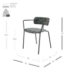 Chaise de salle à manger avec accoudoirs en tissu chenille crème/gris, lot de 2