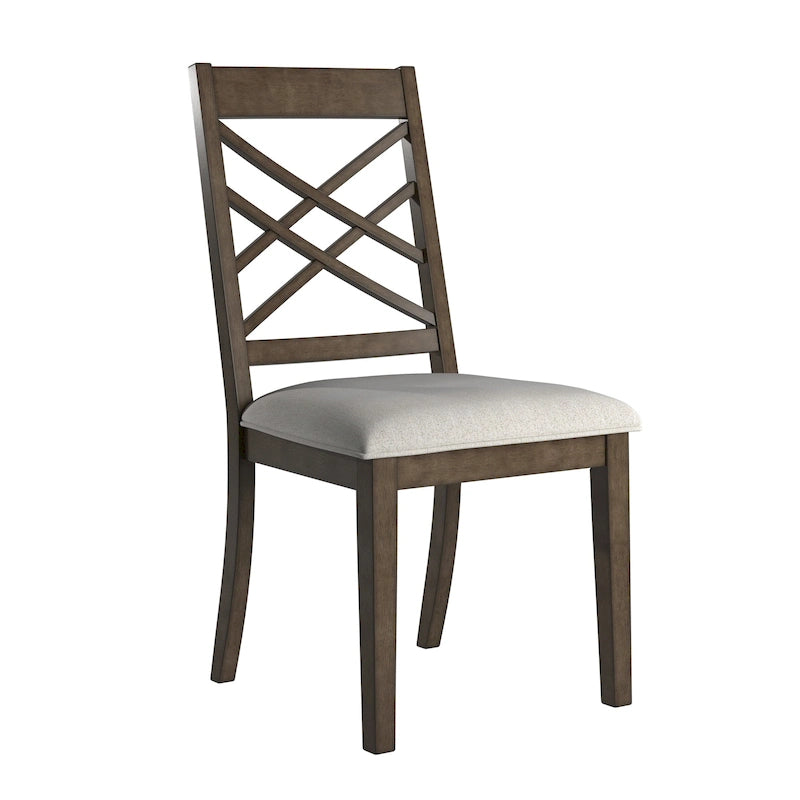 Chaises de salle à manger finition expresso, dossier à croisillons, assise rembourrée – Lot de 2
