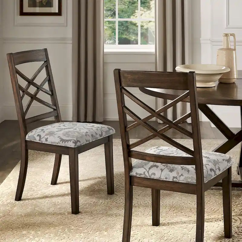 Chaises de salle à manger finition expresso, dossier à croisillons, assise rembourrée – Lot de 2