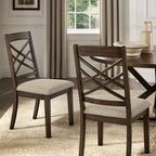 Chaises de salle à manger finition expresso, dossier à croisillons, assise rembourrée – Lot de 2