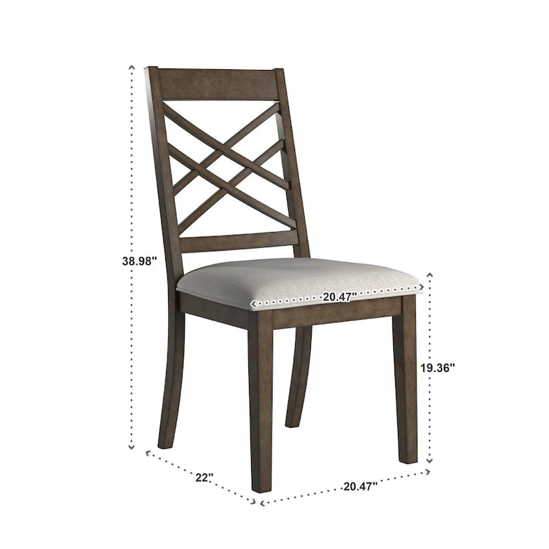 Chaises de salle à manger finition expresso, dossier à croisillons, assise rembourrée – Lot de 2