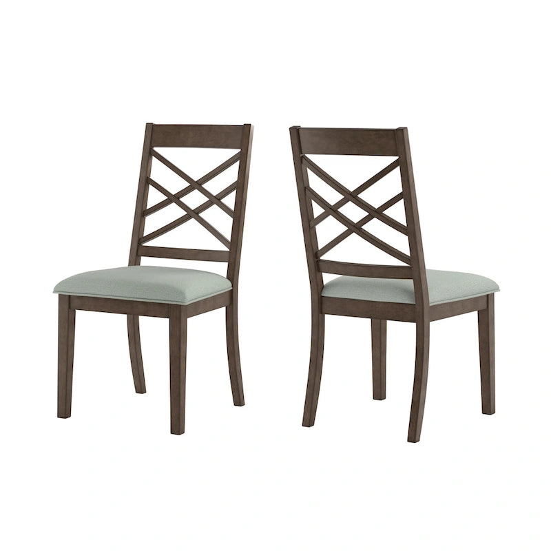 Chaises de salle à manger finition expresso, dossier à croisillons, assise rembourrée – Lot de 2