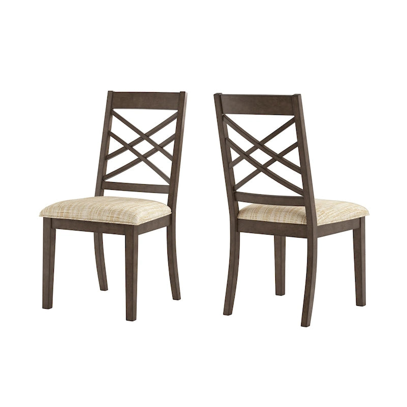 Chaises de salle à manger finition expresso, dossier à croisillons, assise rembourrée – Lot de 2