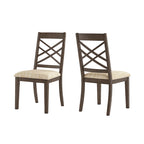 Chaises de salle à manger finition expresso, dossier à croisillons, assise rembourrée – Lot de 2