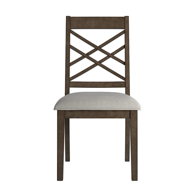 Chaises de salle à manger finition expresso, dossier à croisillons, assise rembourrée – Lot de 2