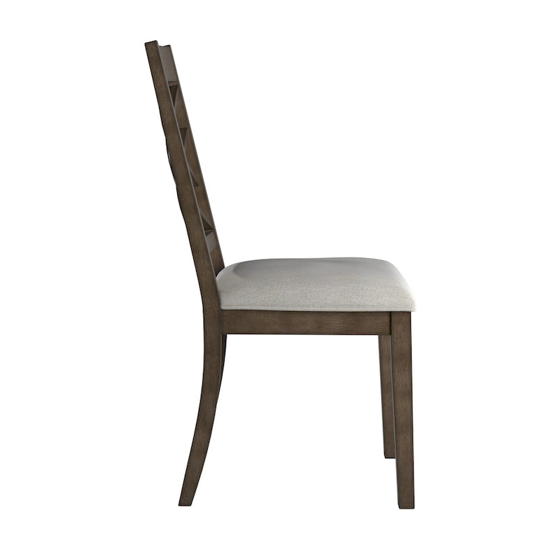 Chaises de salle à manger finition expresso, dossier à croisillons, assise rembourrée – Lot de 2