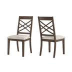 Chaises de salle à manger finition expresso, dossier à croisillons, assise rembourrée – Lot de 2