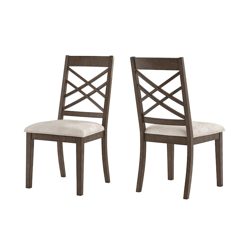 Chaises de salle à manger finition expresso, dossier à croisillons, assise rembourrée – Lot de 2