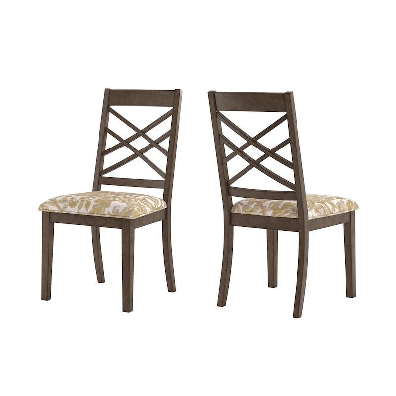 Chaises de salle à manger finition expresso, dossier à croisillons, assise rembourrée – Lot de 2