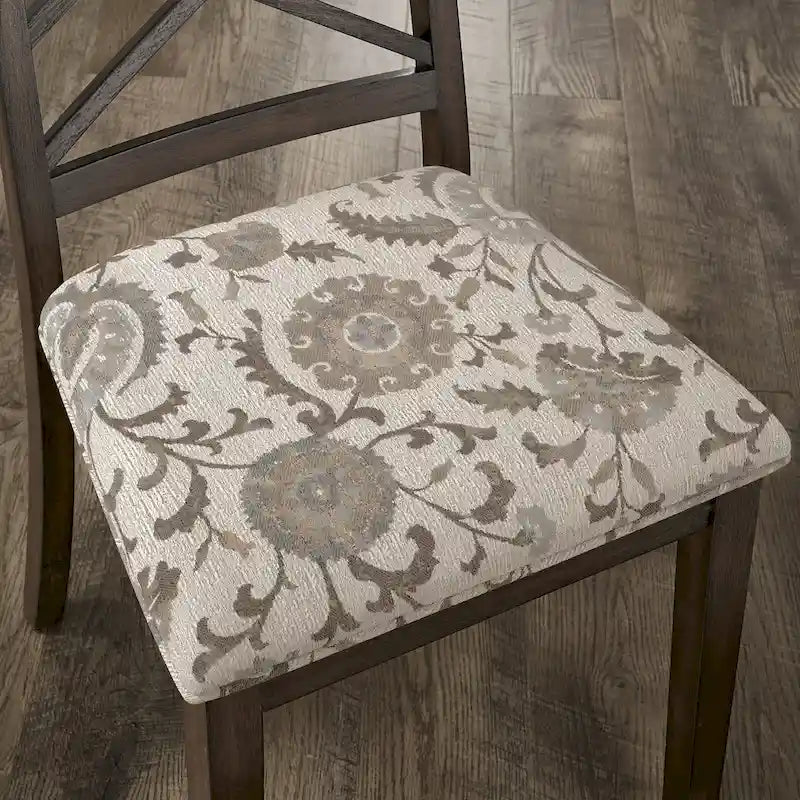 Chaises de salle à manger finition expresso, dossier à croisillons, assise rembourrée – Lot de 2