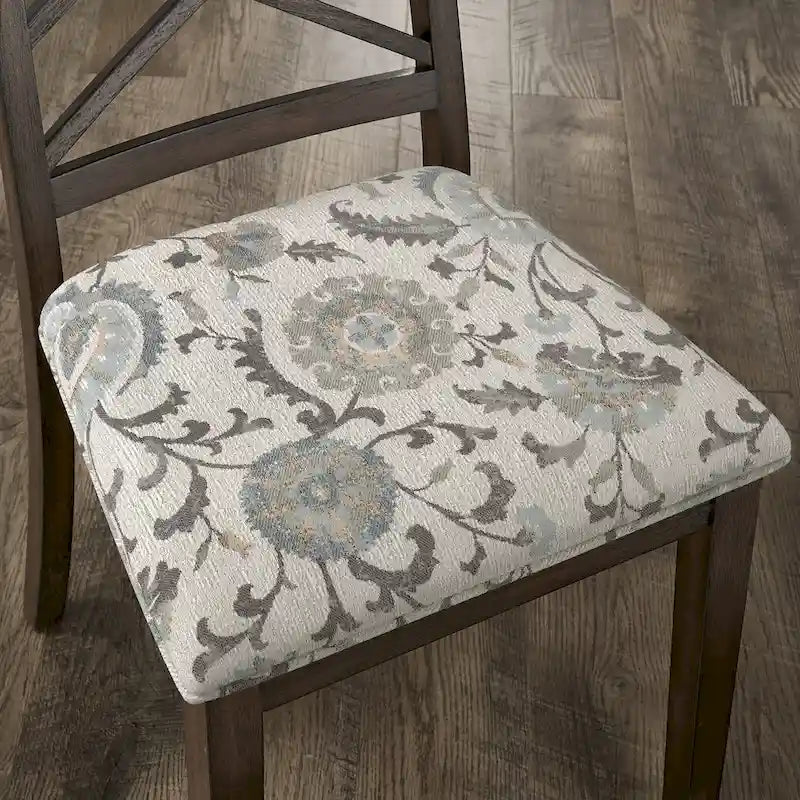 Chaises de salle à manger finition expresso, dossier à croisillons, assise rembourrée – Lot de 2