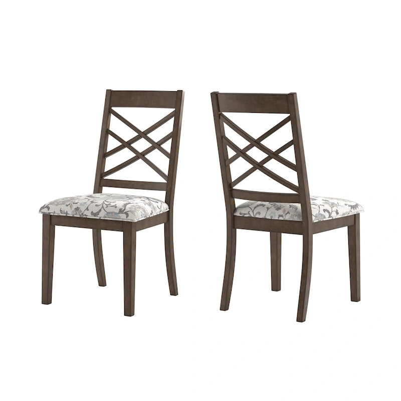 Chaises de salle à manger finition expresso, dossier à croisillons, assise rembourrée – Lot de 2