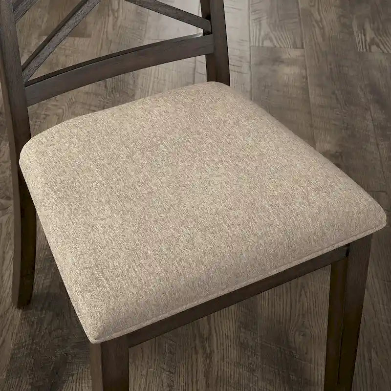 Chaises de salle à manger finition expresso, dossier à croisillons, assise rembourrée – Lot de 2