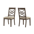 Chaises de salle à manger finition expresso, dossier à croisillons, assise rembourrée – Lot de 2