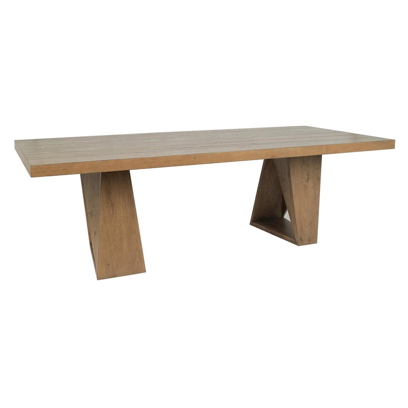 Table à manger en chêne naturel recyclé, piètement géométrique, jusqu'à 8 places