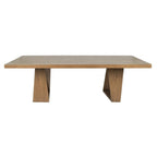 Table à manger en chêne naturel recyclé, piètement géométrique, jusqu'à 8 places
