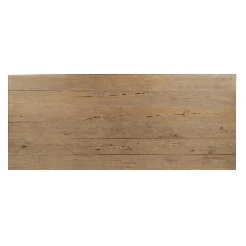 Table à manger en chêne naturel recyclé, piètement géométrique, jusqu'à 8 places