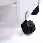 Meuble de cuisine blanc à roulettes pour micro-ondes, dessus ouvert + dessous à double porte, convient à 1