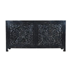 Buffet bahut sculpté main 4 portes noir