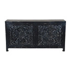 Buffet bahut sculpté main 4 portes noir