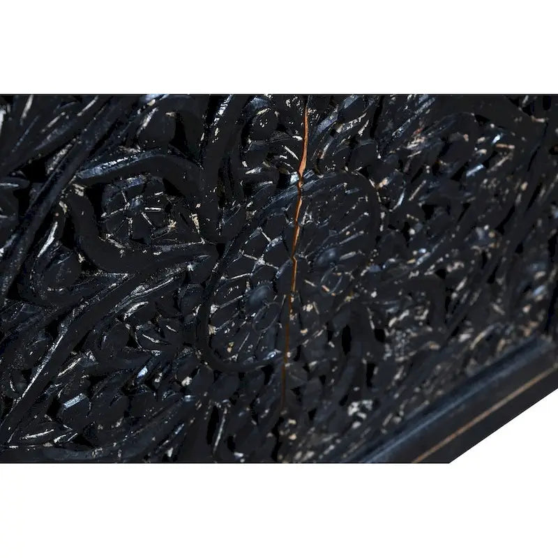 Buffet bahut sculpté main 4 portes noir
