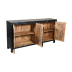 Buffet bahut sculpté main 4 portes noir