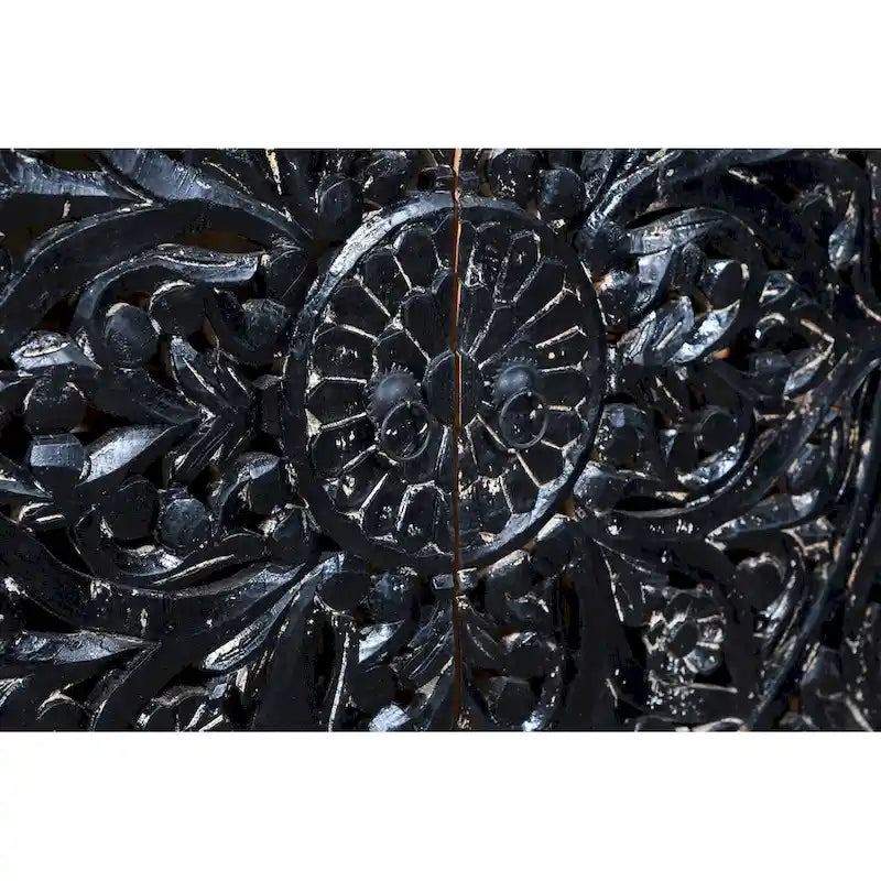 Buffet bahut sculpté main 4 portes noir