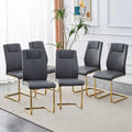 Lot de 6 chaises de salle à manger, gris / noir / blanc, assise en cuir PU, pieds en métal