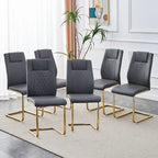 Lot de 6 chaises de salle à manger, gris / noir / blanc, assise en cuir PU, pieds en métal