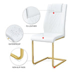 Lot de 6 chaises de salle à manger, gris / noir / blanc, assise en cuir PU, pieds en métal