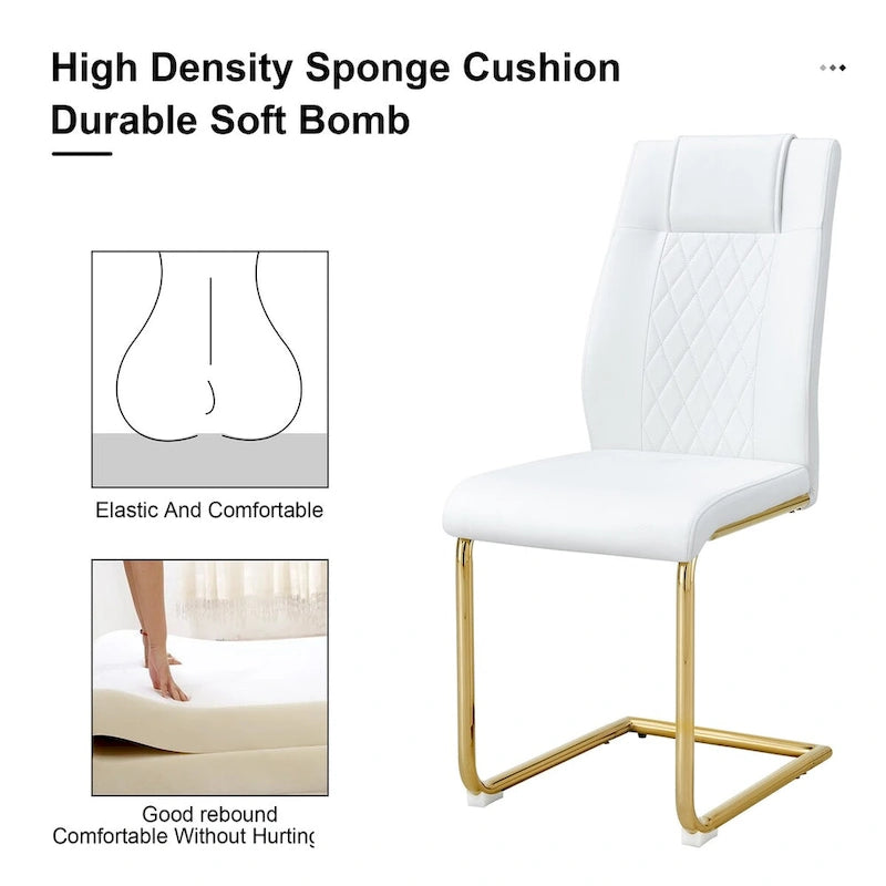 Lot de 6 chaises de salle à manger, gris / noir / blanc, assise en cuir PU, pieds en métal