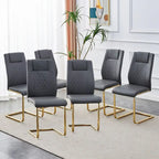Lot de 6 chaises de salle à manger, gris / noir / blanc, assise en cuir PU, pieds en métal