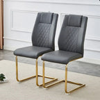 Lot de 6 chaises de salle à manger, gris / noir / blanc, assise en cuir PU, pieds en métal