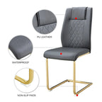 Lot de 6 chaises de salle à manger, gris / noir / blanc, assise en cuir PU, pieds en métal