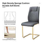 Lot de 6 chaises de salle à manger, gris / noir / blanc, assise en cuir PU, pieds en métal