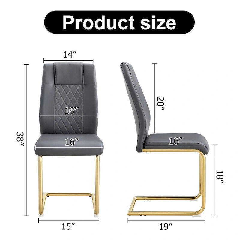 Lot de 6 chaises de salle à manger, gris / noir / blanc, assise en cuir PU, pieds en métal