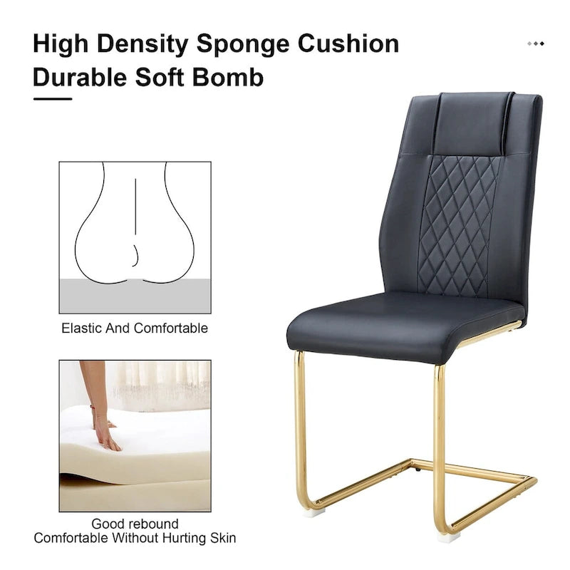 Lot de 6 chaises de salle à manger, gris / noir / blanc, assise en cuir PU, pieds en métal