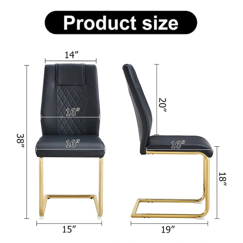 Lot de 6 chaises de salle à manger, gris / noir / blanc, assise en cuir PU, pieds en métal