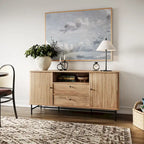 Buffet en bois clair / blanc avec portes coulissantes – Places assises pour 1, Convient pour 2 à 4 utilisateurs