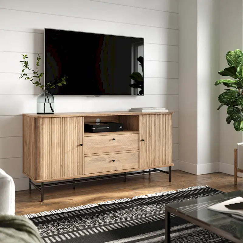 Buffet en bois clair / blanc avec portes coulissantes – Places assises pour 1, Convient pour 2 à 4 utilisateurs