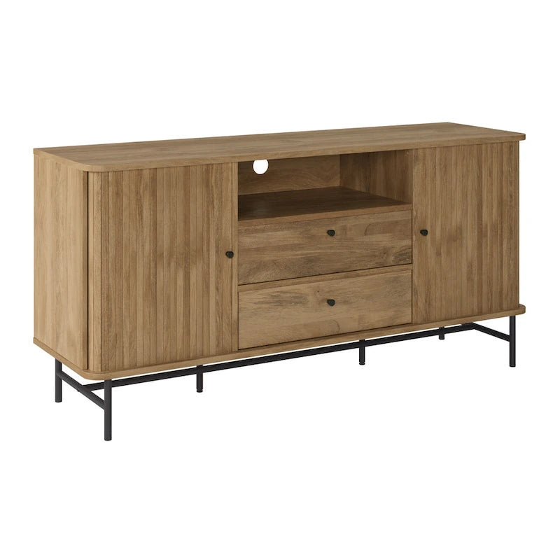 Buffet en bois clair / blanc avec portes coulissantes – Places assises pour 1, Convient pour 2 à 4 utilisateurs