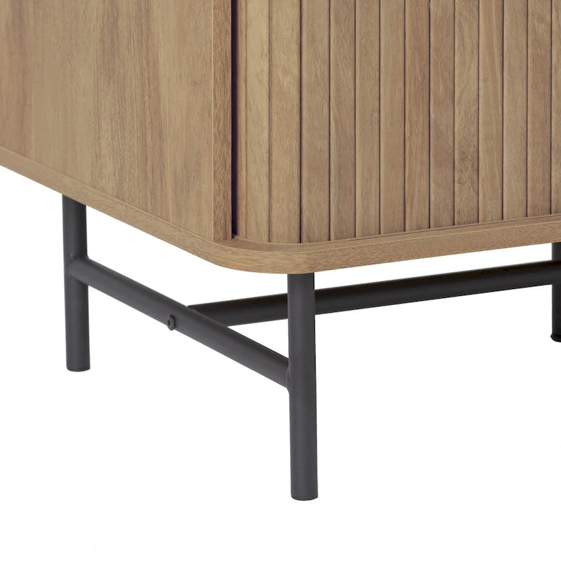 Buffet en bois clair / blanc avec portes coulissantes – Places assises pour 1, Convient pour 2 à 4 utilisateurs