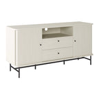 Buffet en bois clair / blanc avec portes coulissantes – Places assises pour 1, Convient pour 2 à 4 utilisateurs