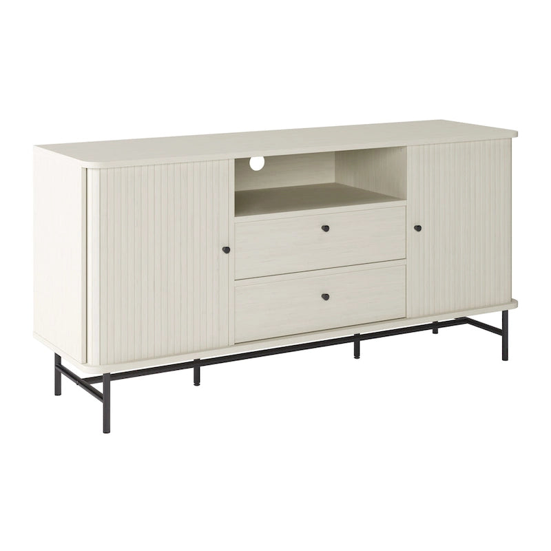 Buffet en bois clair / blanc avec portes coulissantes – Places assises pour 1, Convient pour 2 à 4 utilisateurs