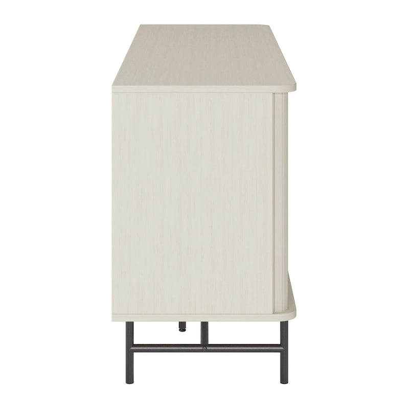 Buffet en bois clair / blanc avec portes coulissantes – Places assises pour 1, Convient pour 2 à 4 utilisateurs