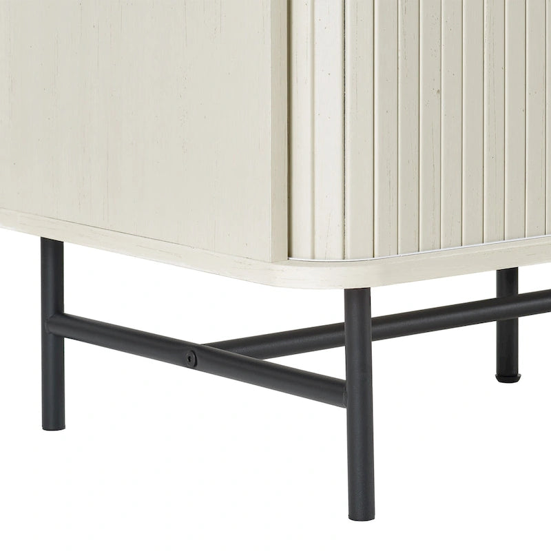Buffet en bois clair / blanc avec portes coulissantes – Places assises pour 1, Convient pour 2 à 4 utilisateurs