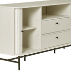 Buffet en bois clair / blanc avec portes coulissantes – Places assises pour 1, Convient pour 2 à 4 utilisateurs