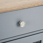 Buffet bas bleu clair avec tiroirs et portes vitrées, 2 portes